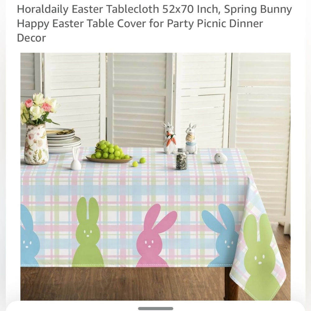 Pastel Bunny Plaid Tablecloth